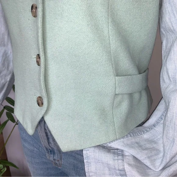 v i n t a g e :: Seafoam Wool Cashmere Longline Blazer Vest Set Bloomingdale’s - Picture 8 of 16